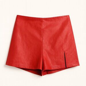 COTTON CANDY LA Classic Red Faux Leather Mini Skirt Skort Shorts